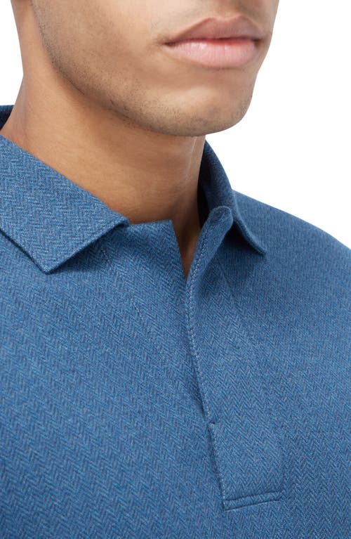 Shop Bugatchi Long Sleeve Cotton Blend Polo In Teal