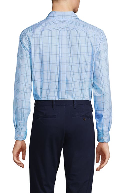 Shop Lands' End Traditional Fit Solid No Iron Supima Pinpoint Buttondown Collar Dress Shirt In Light Blue Brook Plaid