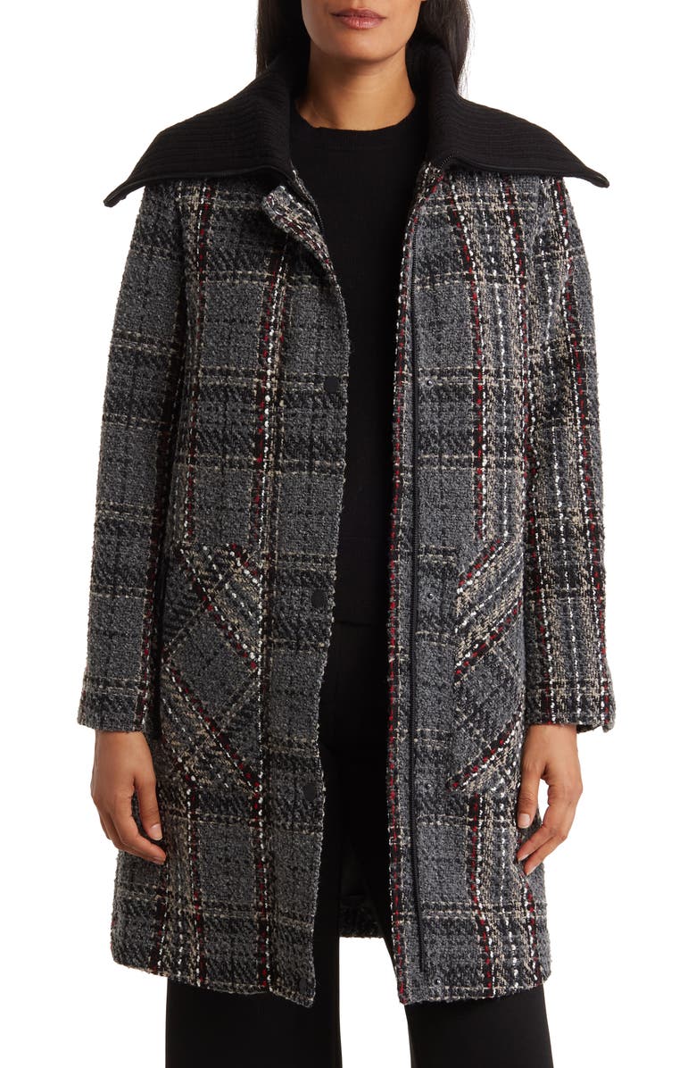 Andrew Marc Knit Collar Tweed Coat | Nordstromrack