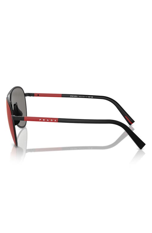 Prada Linea Rossa 59mm Pilot Sunglasses In Black Rubber