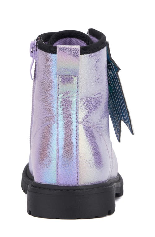 Shop Olivia Miller Kids' Crystal Sky Metallic Combat Boot In Purple