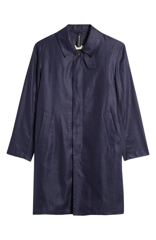 Shop Mackintosh Trivero Linen Raincoat In Navy