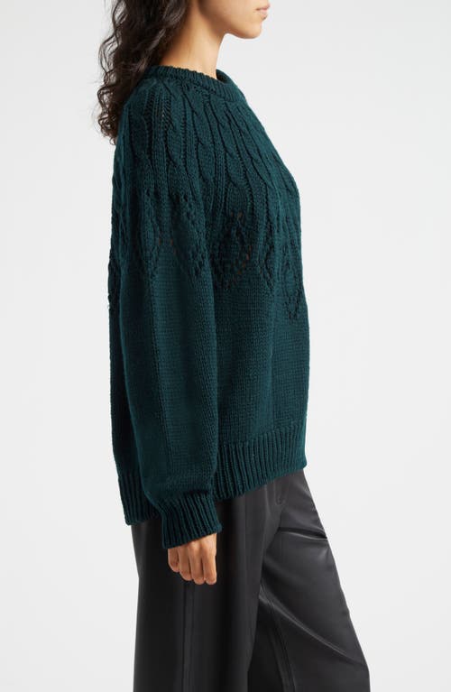 Shop A.l.c . Montie Merino Wool Cable Knit Sweater In Deep Emerald