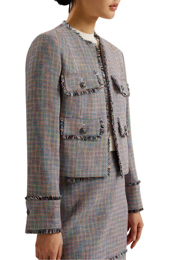 Shop Ted Baker Mayumi Metallic Tweed Crop Jacket In Black