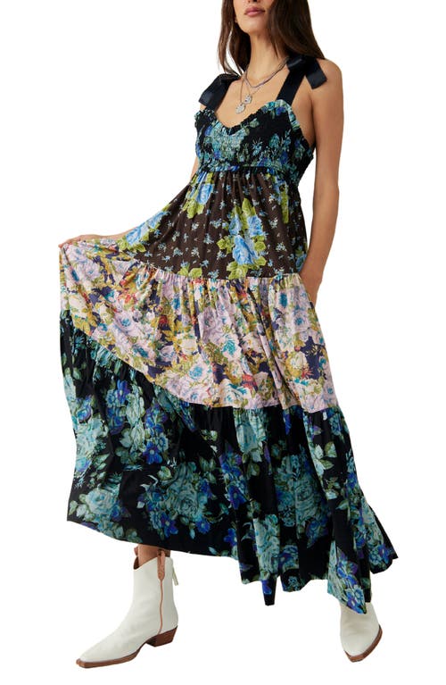 Free People Bluebell Mixed Floral Cotton Maxi Dress in Cool Combo