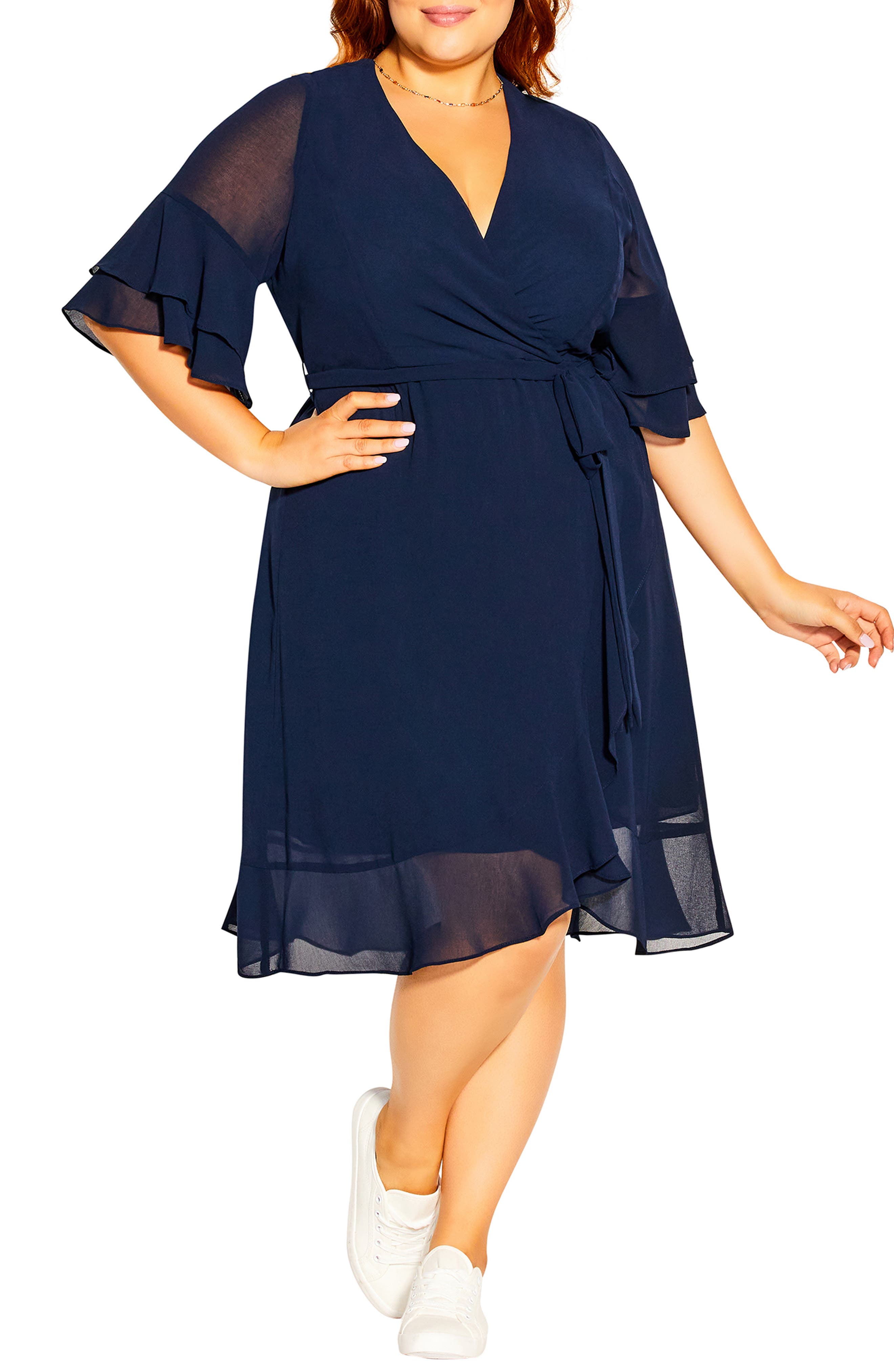 City Chic Fleetwood Long Sleeve Wrap 