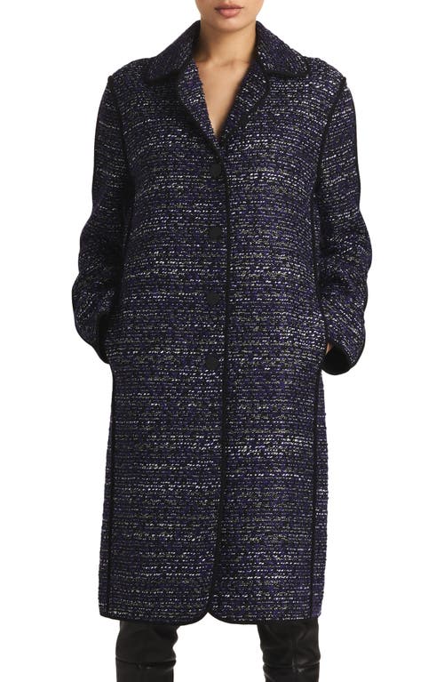 St. John Collection Metallic Tweed Long Coat Purple/Black Multi at Nordstrom,