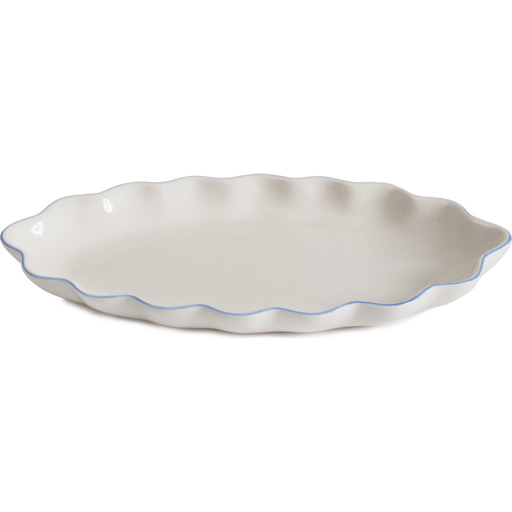 Kassatex Le Marais Porcelain Tray In White/cornflower Blue