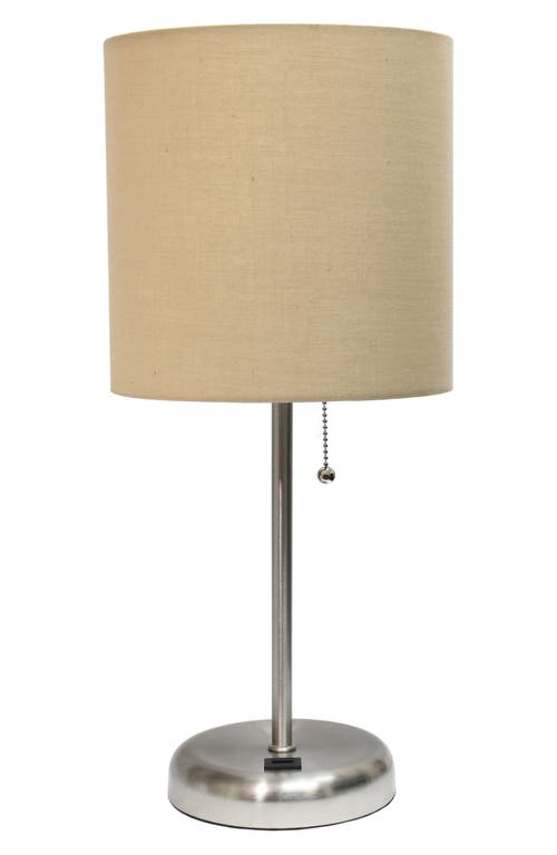 Shop Lalia Home Usb Table Lamp In Brushed Steel/tan Shade