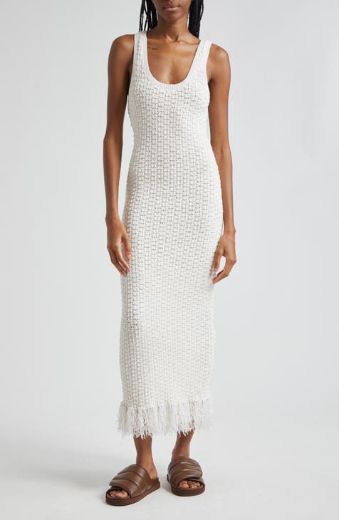 Scoop Neck Hook & Eye White Dress