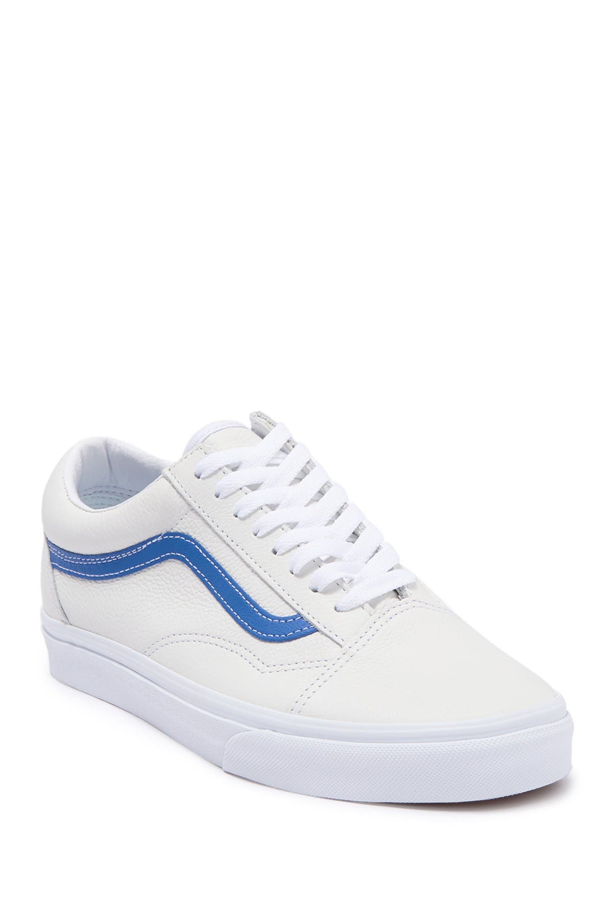 blue vans with leather laces