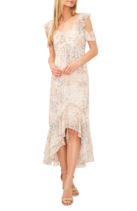 High low white floral dress hotsell