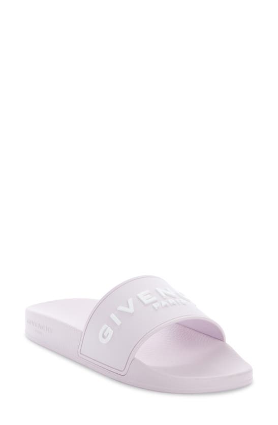 Shop Givenchy Logo Slide Sandal In Soft Lilac