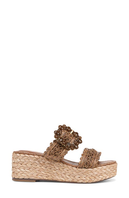 Sam Edelman Cadance Double Strap Raffia Wedge Platform Sandals In Cuoio