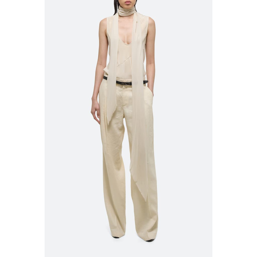 Helmut Lang Sleeveless Silk Top With Scarf In Oat