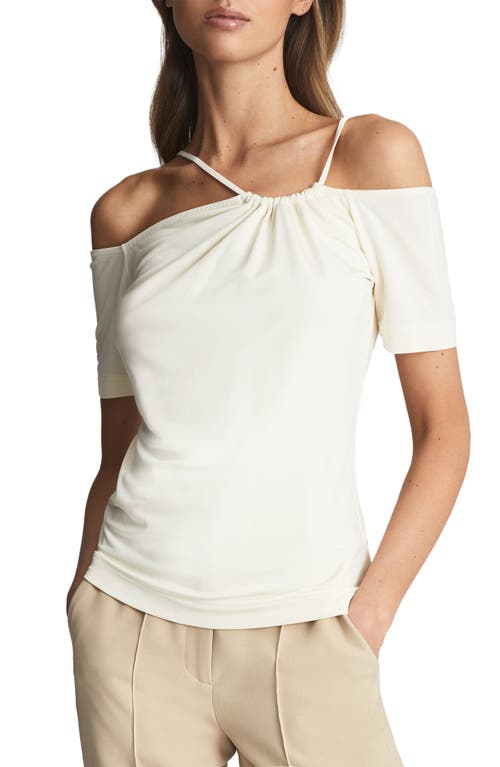 Reiss Cierra Cold Shoulder Jersey Top in Cream at Nordstrom, Size Small
