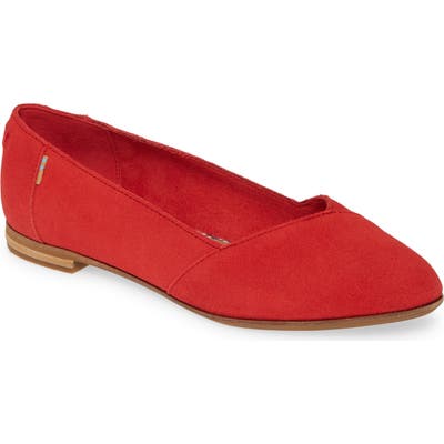 Toms Julie Almond Toe Flat, Red