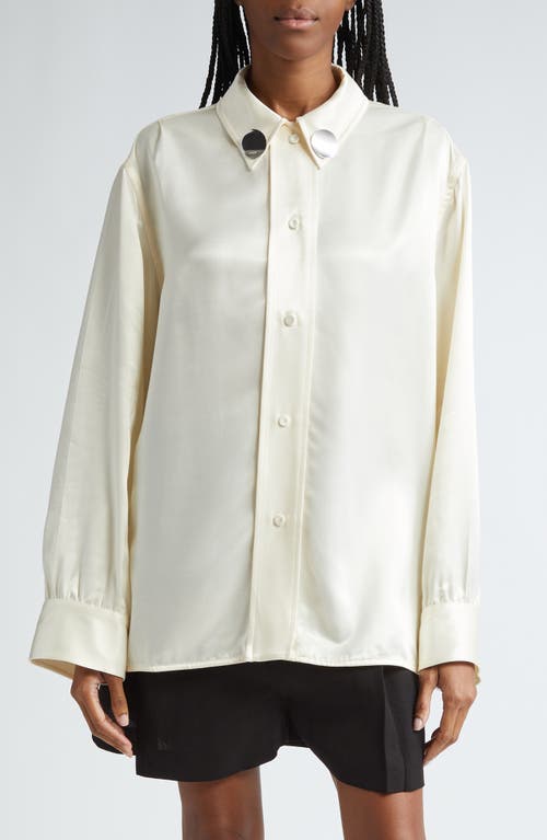 Jil Sander Wavy Disc Satin Button-Up Shirt Raw Cotton at Nordstrom, Us