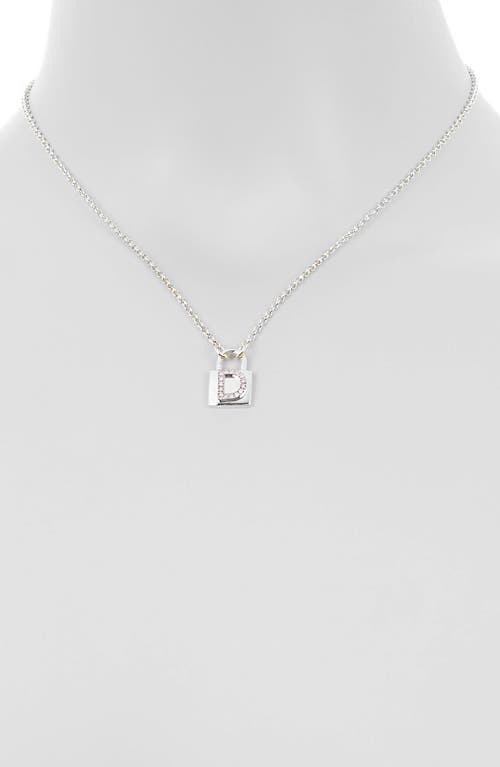Meshmerise Diamond Padlock Initial Pendant Necklace In White-d