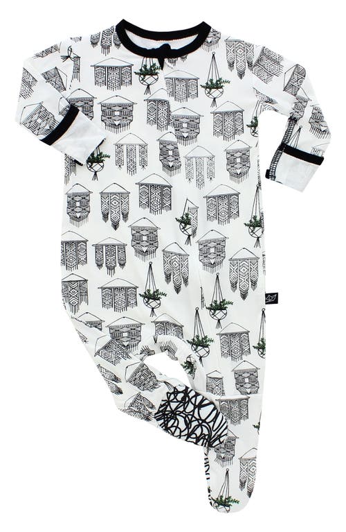 Peregrinewear Peregrine Kidswear Print Fitted One-piece Pajamas In White/black