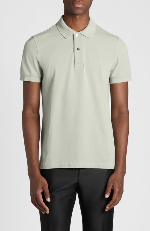 Tom Ford Short-sleeved Cotton Polo Shirt In Menthol