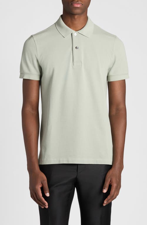 Shop Tom Ford Short Sleeve Cotton Piqué Polo In Menthol