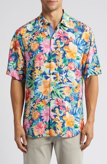 Tommy Bahama Veracruz Cay Floral Short Sleeve Button-Up Shirt | Nordstrom