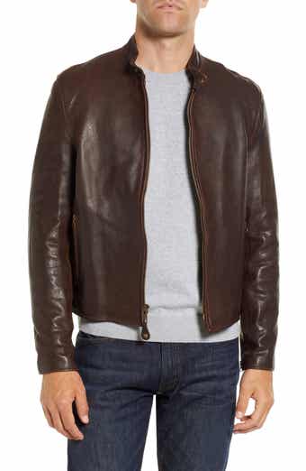 Schott NYC Café Racer Hand Vintaged Cowhide Leather Jacket | Nordstrom