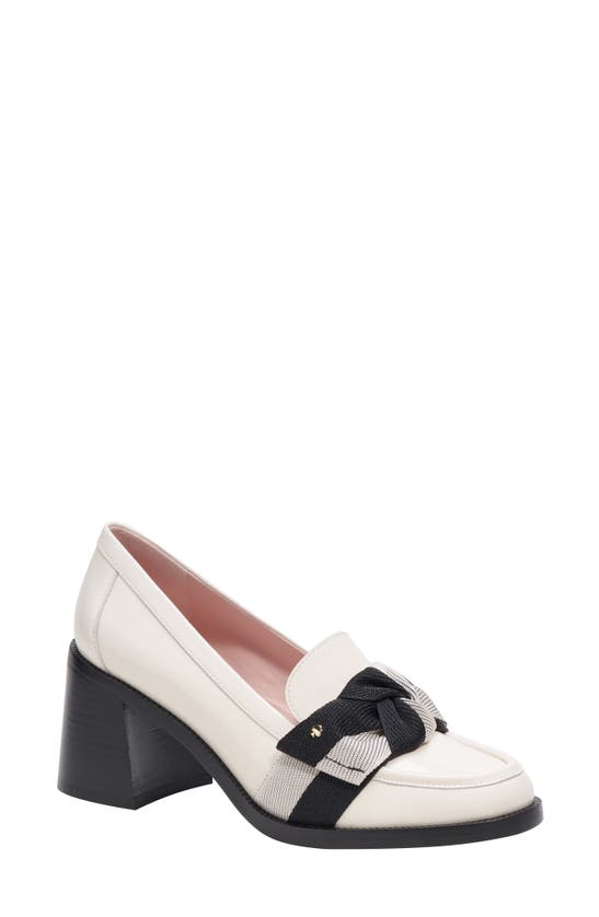 Kate Spade Leandra Block Heel Loafer In Cream/ Black Multi