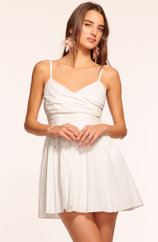 Shop Ramy Brook Andie Pleated Cotton Skater Dress In White
