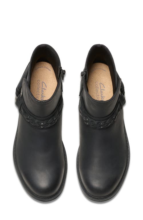 Clarks Hearth Kaylie Leather Bootie In Black Oily Leather