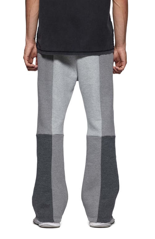 Shop Purple Brand Patchwork Fleece Flare Leg Pants In Grey Multi