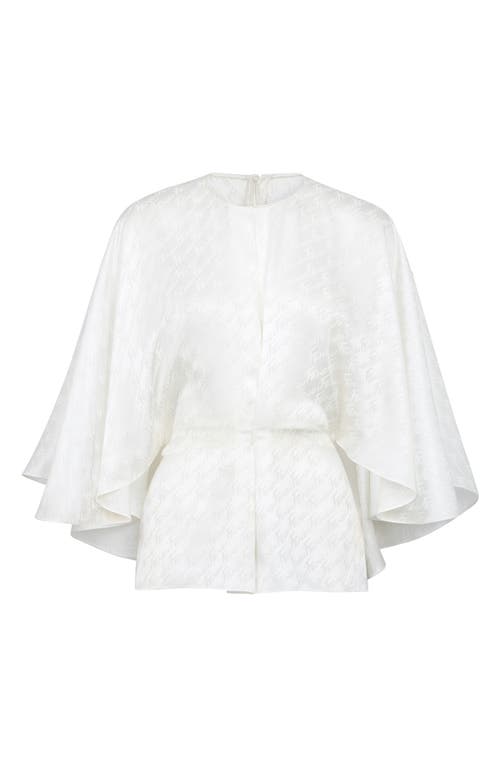 Fendi Logo Jacquard Brushed Silk Satin Blouse in White