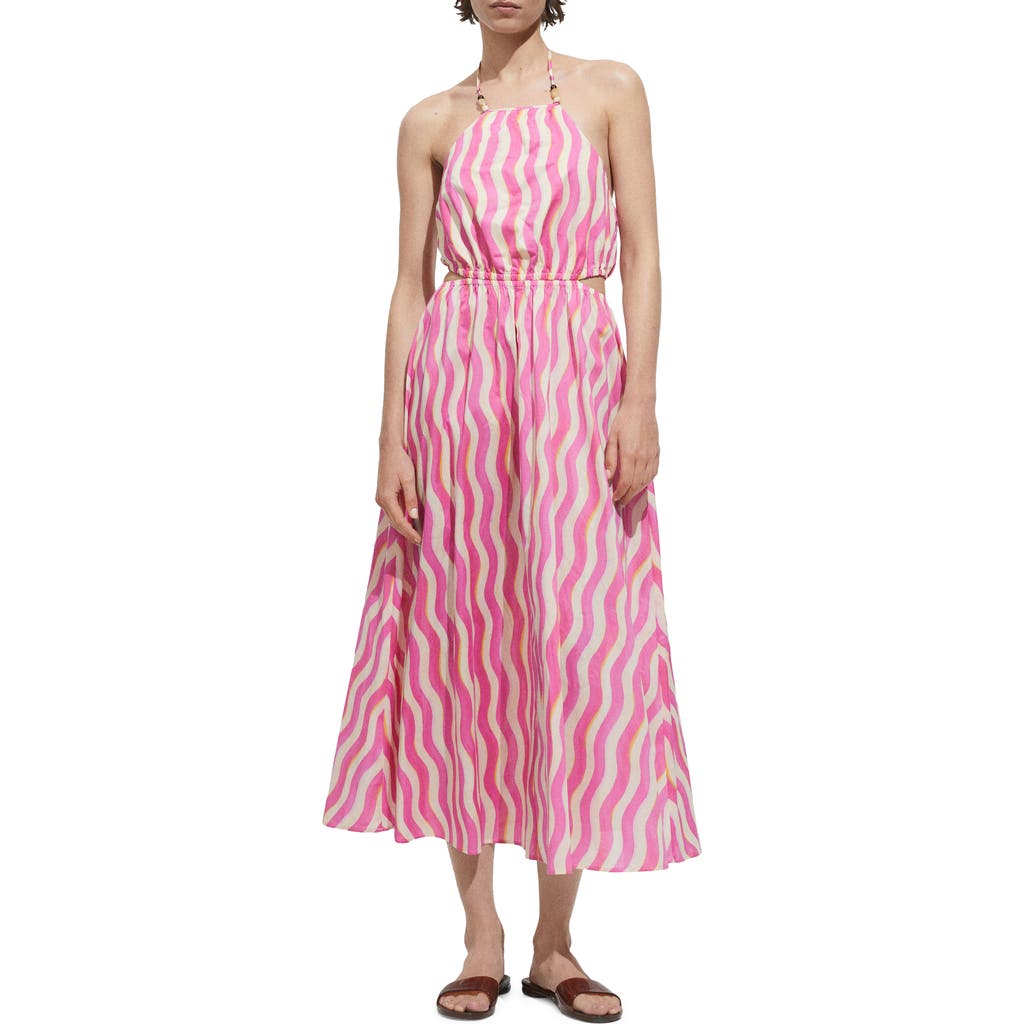Mango Printed Dress With Openings Pink In Pink