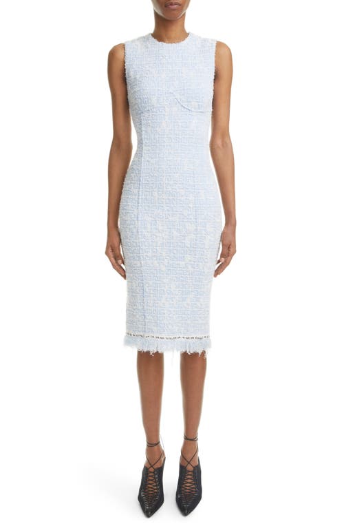 Givenchy Tweed Sleeveless Sheath Dress In 490-blue/white