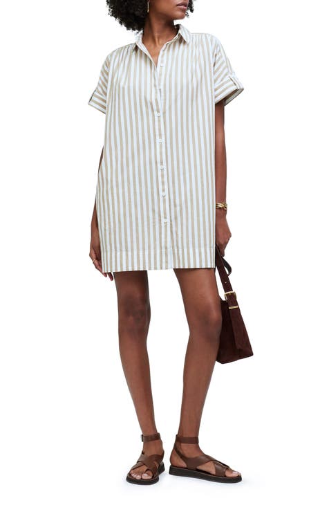 Collared Button Front Mini Shirtdress