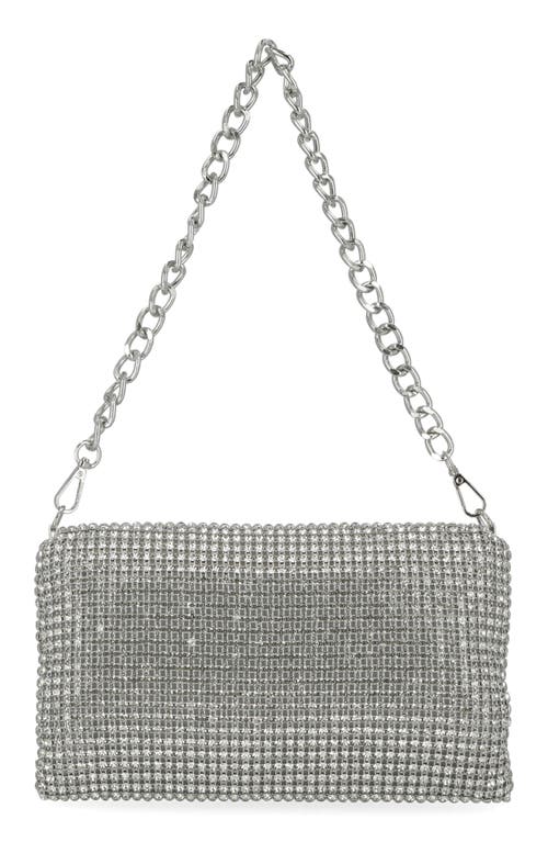 Shop Jessica Mcclintock Emmalee Crystal Mesh Shoulder Bag In Silver/white