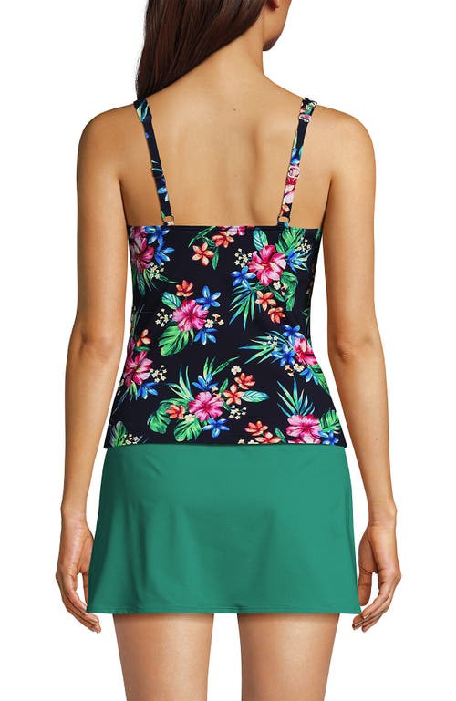 Shop Lands' End Wrap Underwire Tankini Top Swimsuit In Deep Sea Navy Rosella Floral