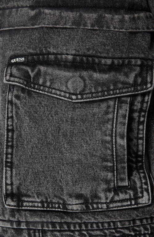 Guess Originals Acid Wash Zip-up Denim Jacket In Black
