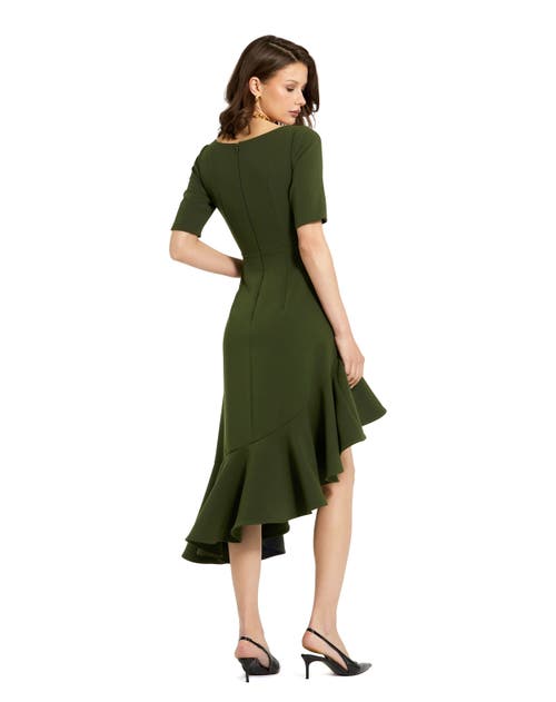 Mac Duggal Midi Dress In Dark Green