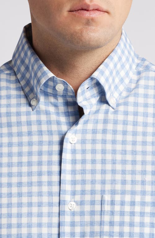 Shop Scott Barber Mélange Check Stretch Button-down Shirt In Blue