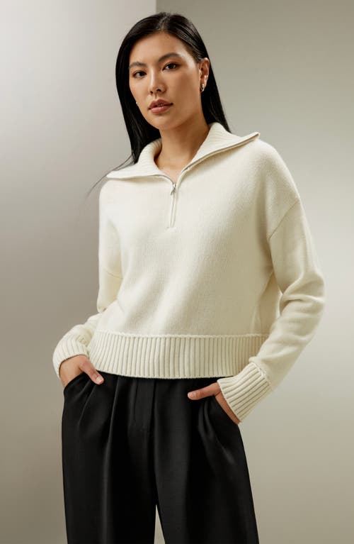 Lilysilk Relaxed Fit Wool-cashmere Blend Sweater For Women In White