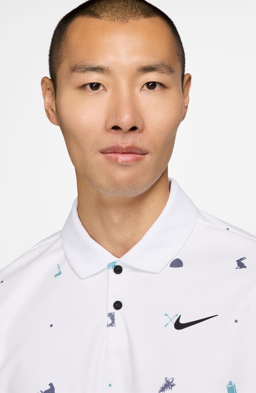 Shop Nike Icon Print Dri-fit Golf Polo In White/black