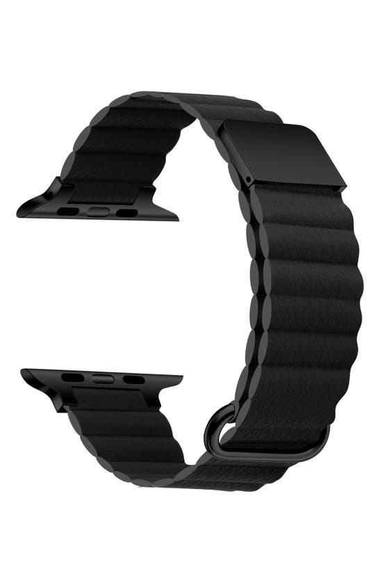 The Posh Tech Dakota Magnetic Leather Apple Watch® Watchband In Black