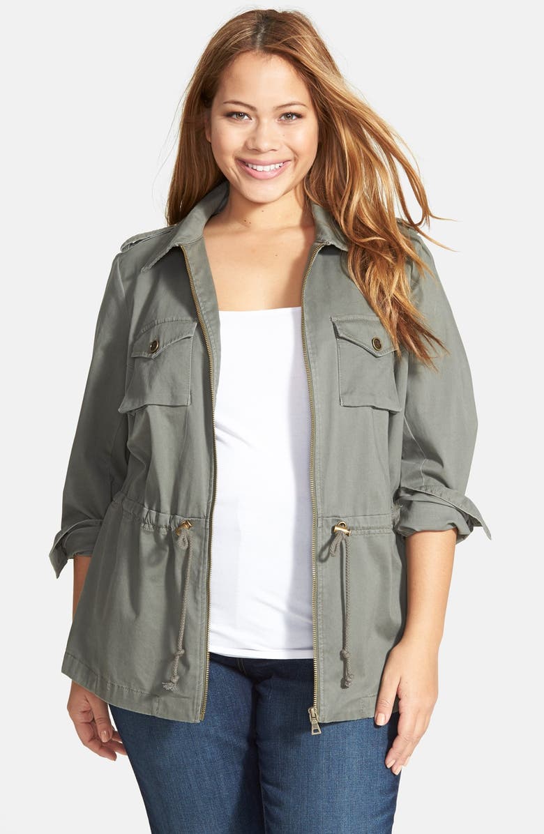 Two by Vince Camuto Washed Sateen Cargo Jacket (Plus Size) | Nordstrom