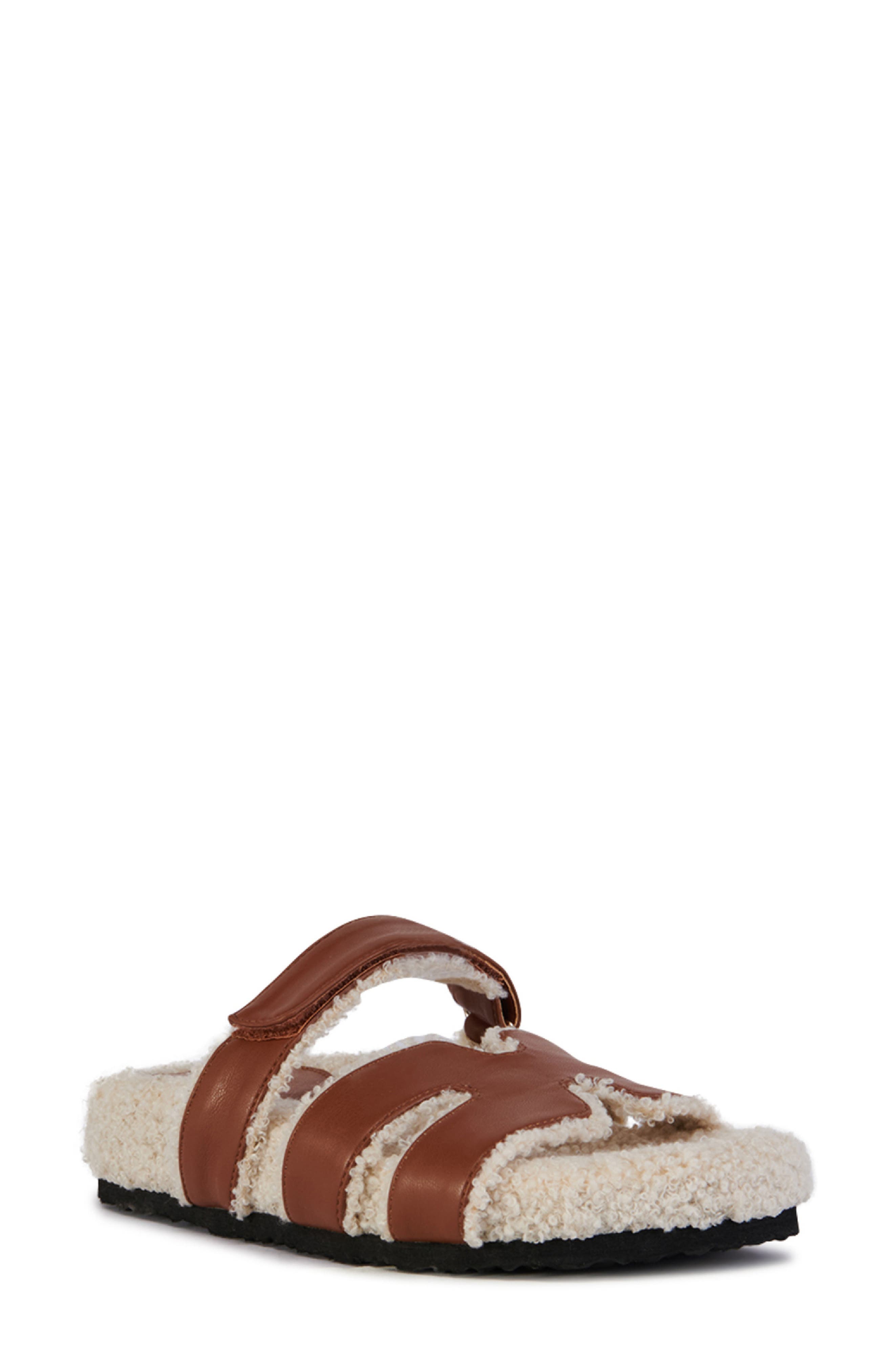 AZALEA WANG Dovey Faux Shearling Slide Sandal in Tan Cover