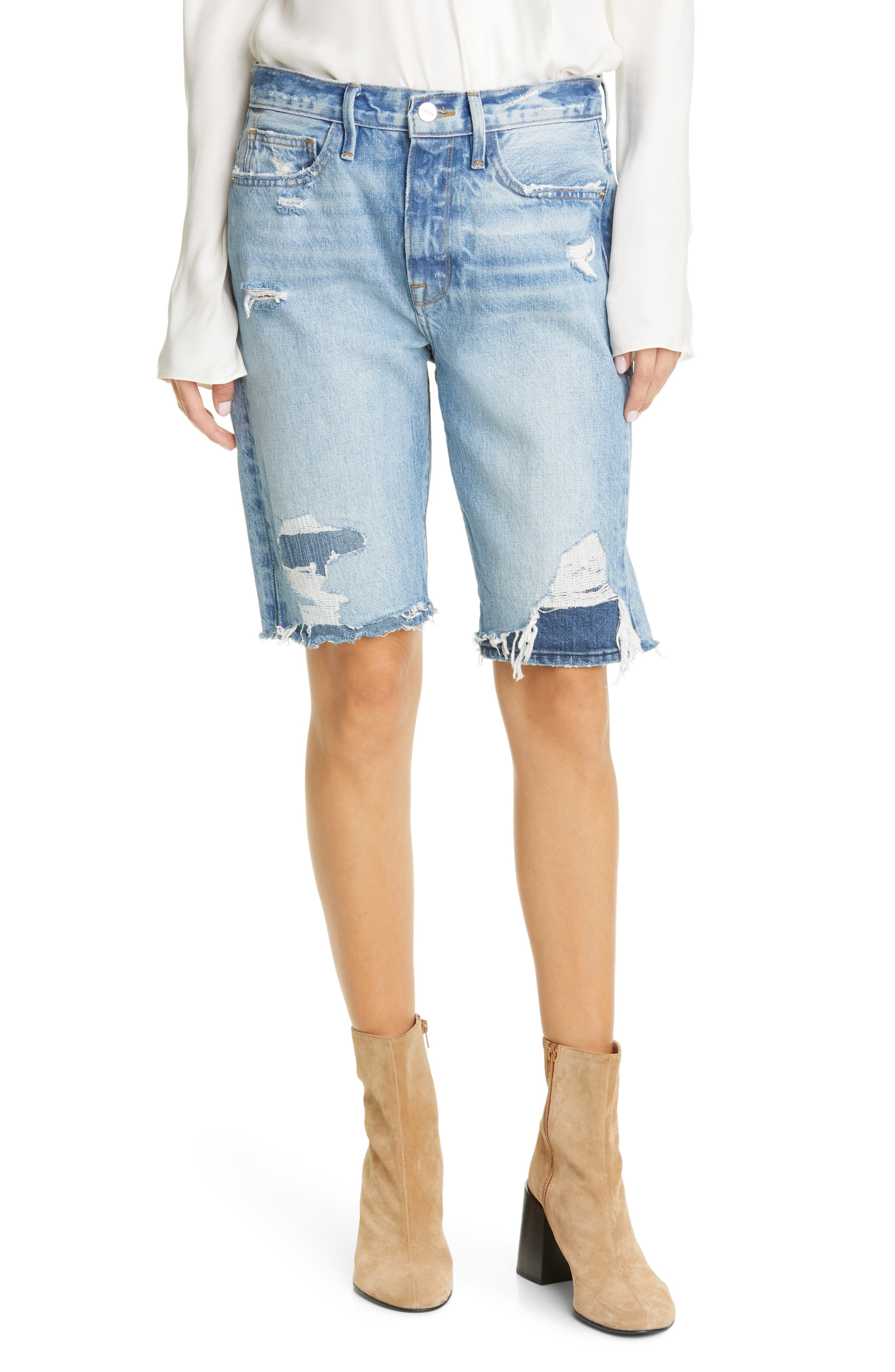 Frame Le Beau Ripped High Waist Bermuda 