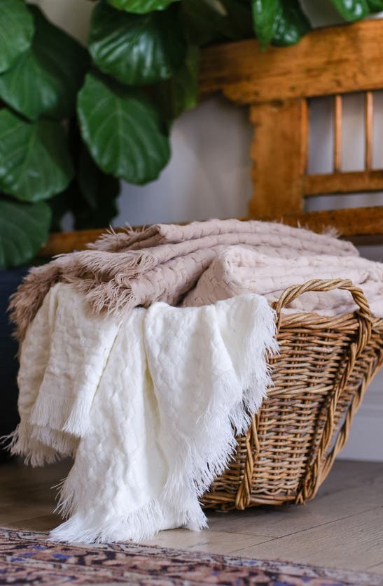 Pom Pom At Home Delphine Throw Blanket In Ivory