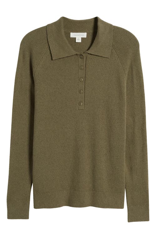 Shop Treasure & Bond Cotton Blend Polo Sweater In Olive Kalamata