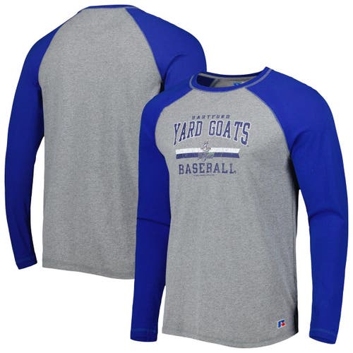 BOXERCRAFT Men's Royal/Heathered Gray Hartford Yard Goats Long Sleeve Baseball T-Shirt